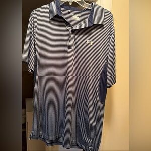 Under Armour Men's Blue and White Striped Polo